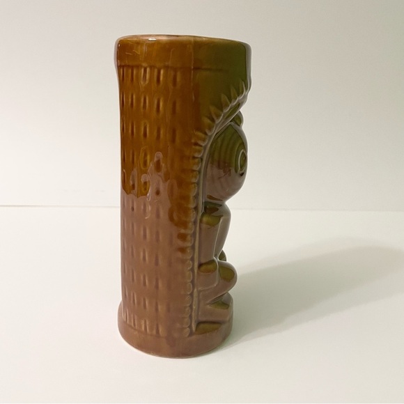 Tiki Brown Glaze Ceramic Barware Tall Mug Cup Vase Kahuna God DW114 - Picture 10 of 16